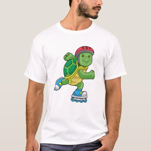 Schildkröte als Skater mit Inline-Skaten und Helm T-Shirt (Vorderseite)