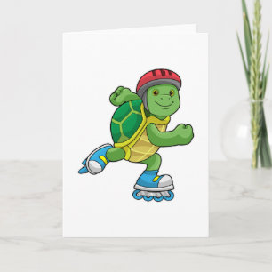 Schildkröte als Skater mit Inline-Skates und Helm Karte