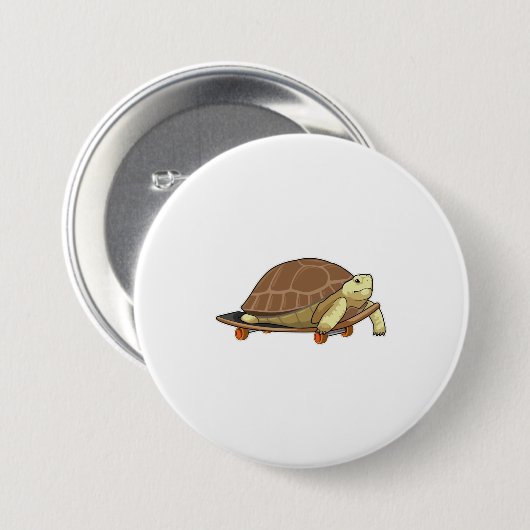 Schildkröte als Skater mit Skateboard Button (Vorne & Hinten)