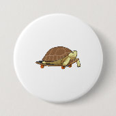 Schildkröte als Skater mit Skateboard Button (Vorderseite)