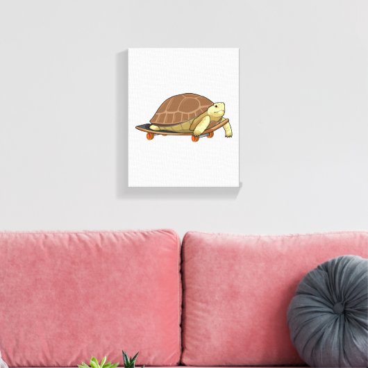 Schildkröte als Skater mit Skateboard Leinwanddruck (Insitu (Wohnzimmer))