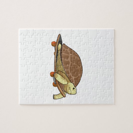 Schildkröte als Skater mit Skateboard Puzzle (Horizontal)