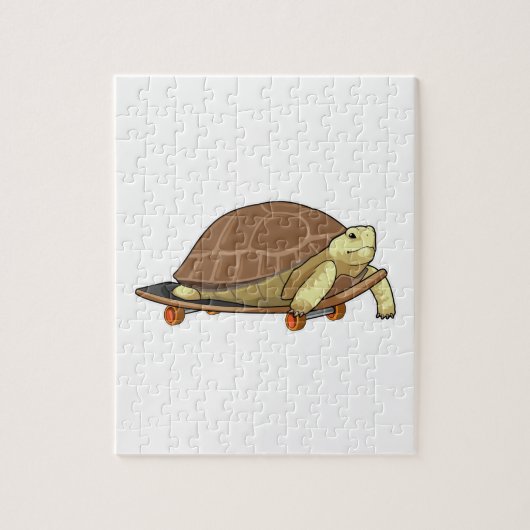 Schildkröte als Skater mit Skateboard Puzzle (Vertikal)