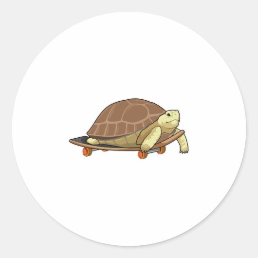Schildkröte als Skater mit Skateboard Runder Aufkleber (Vorderseite)