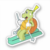 Schildkröte als Skifahrer Aufkleber (Vorderseite)