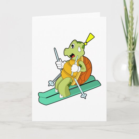 Schildkröte als Skifahrer Karte (Vorderseite)