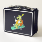 Schildkröte als Skifahrer Metall Brotdose (Vorderseite)