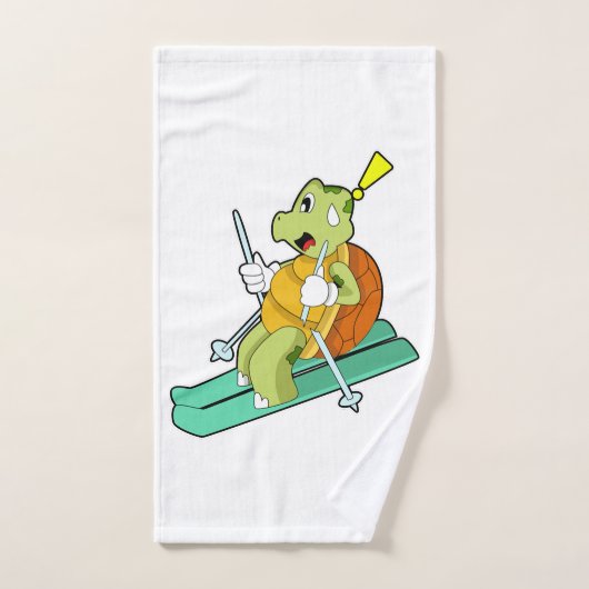 Schildkröte als Skifahrer mit Ski Handtuch (Handtuch)