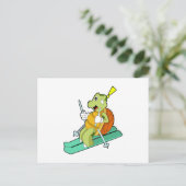Schildkröte als Skifahrer Postkarte (Stehend Vorderseite)