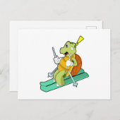 Schildkröte als Skifahrer Postkarte (Vorne/Hinten)