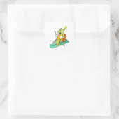 Schildkröte als Skifahrer Quadratischer Aufkleber (Tasche)