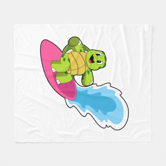 Schildkröte als Surfer mit Surfboard Fleecedecke (Vorderseite (Horizontal))