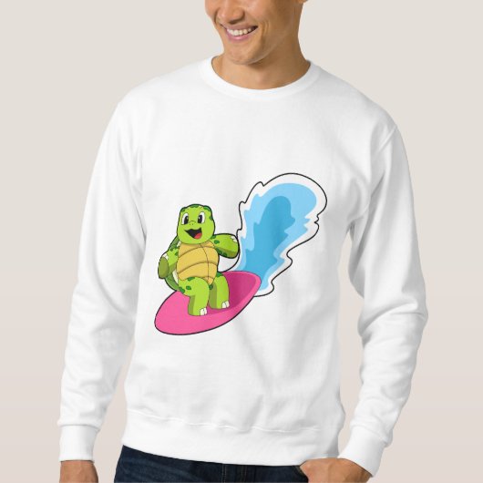 Schildkröte als Surfer mit Surfboard Sweatshirt (Vorderseite)