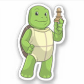 Schildkröte am Schach mit Schachstück gepaart Aufkleber (Vorderseite)