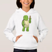 Schildkröte am Schach mit Schachstück gepaart Hoodie (Vorderseite)