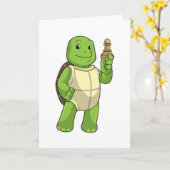 Schildkröte am Schach mit Schachstück gepaart Karte (Gelbe Blume)