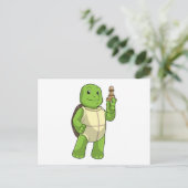 Schildkröte am Schach mit Schachstück gepaart Postkarte (Stehend Vorderseite)
