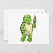 Schildkröte am Schach mit Schachstück gepaart Postkarte (Vorne/Hinten)