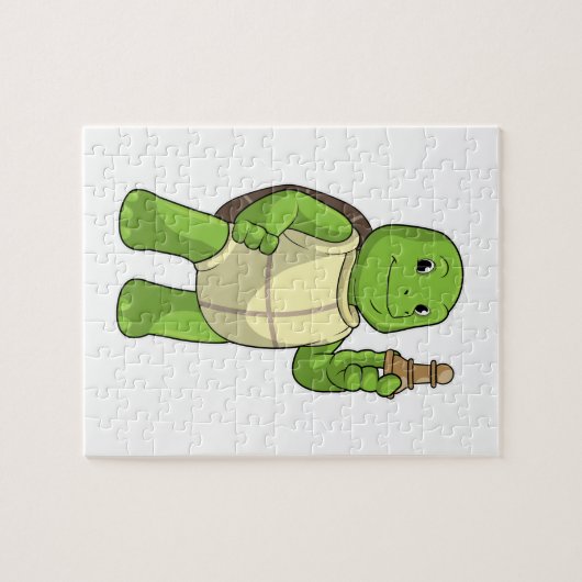 Schildkröte am Schach mit Schachstück gepaart Puzzle (Horizontal)