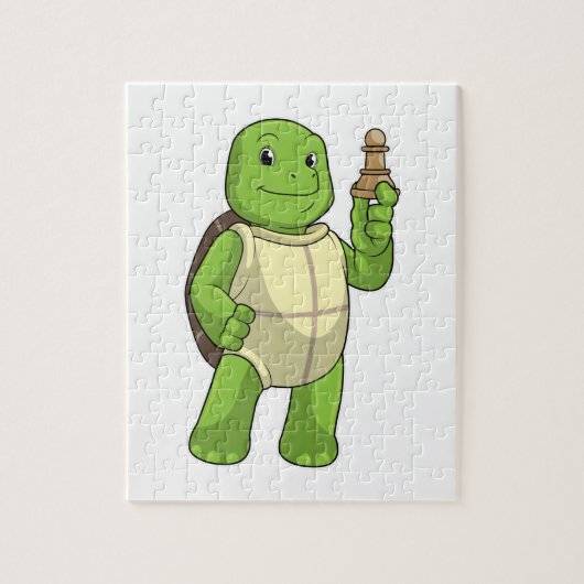 Schildkröte am Schach mit Schachstück gepaart Puzzle (Vertikal)