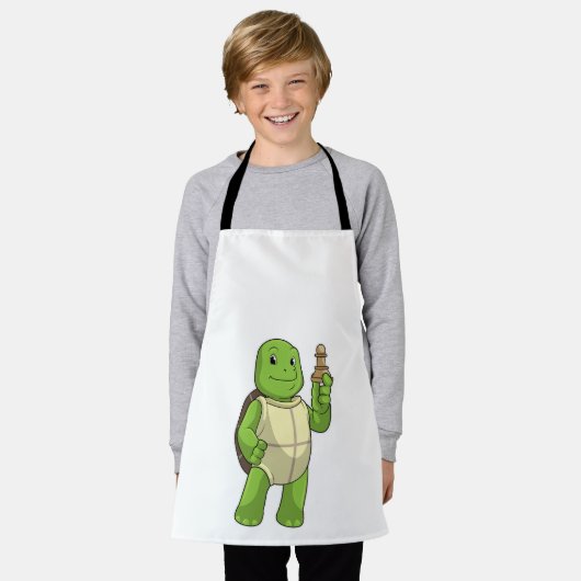 Schildkröte am Schach mit Schachstück gepaart Schürze (Getragen)