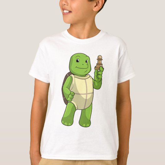 Schildkröte am Schach mit Schachstück gepaart T-Shirt (Vorderseite)