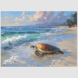 Schildkröte am Strand Decoupage Seidenpapier