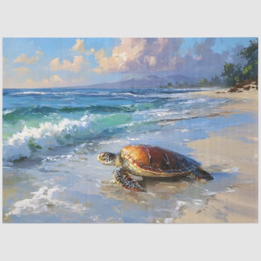 Schildkröte am Strand Decoupage Seidenpapier (Vorderseite)