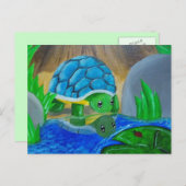 Schildkröte auf der Postkarte des Teiches (Vorne/Hinten)