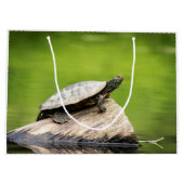 Schildkröte auf einem Stein Große Geschenktüte (Rückseite)