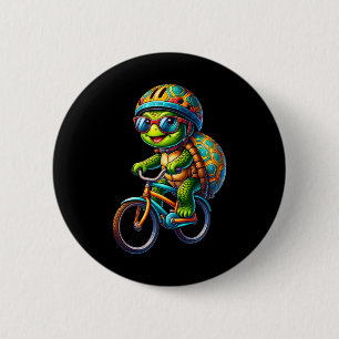 Schildkröte Auf Fahrrad Liebhaber Radfahrer Fahrra Button