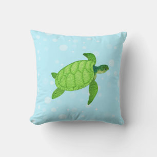 Schildkröte auf hellblauem Hintergrund Kissen