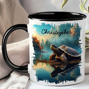 Schildkröte auf Log Lake Reflection Tasse