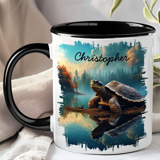 Schildkröte auf Log Lake Reflection Tasse