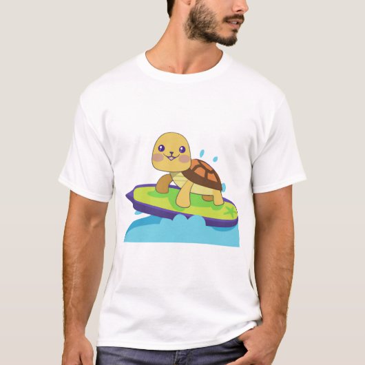 Schildkröte auf Surfbrett T-Shirt (Vorderseite)