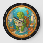 Schildkröte auf Toilettenlesen Große Wanduhr (Vorderseite)
