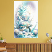 Schildkröte aus dem Grünen Meer, Leinwand (Insitu (Wohnzimmer))