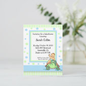 Schildkröte-Babyparty-blauer Jungen-Einladung Einladung (Stehend Vorderseite)