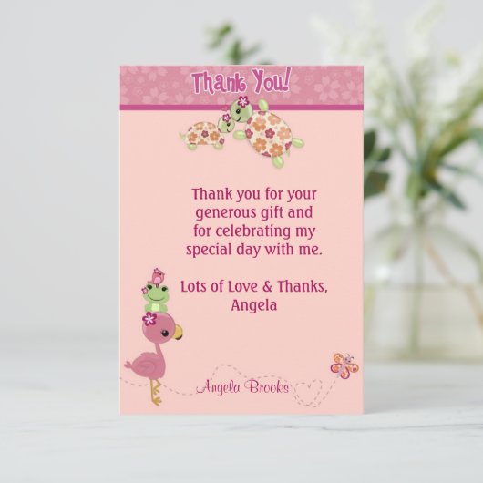 SCHILDKRÖTE Babyparty danken Ihnen 3,5" x5" Dankeskarte (Stehend Vorderseite)