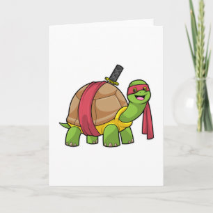 Schildkröte bei Kampfsport mit Schwert Karte