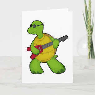 Schildkröte bei Musik mit Gitarre und Sonnenbrille Karte