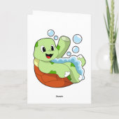 Schildkröte beim Baden mit Fohlen Karte (Rückseite)