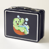 Schildkröte beim Baden mit Fohlen Metall Brotdose (Rückseite)