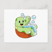 Schildkröte beim Baden mit Fohlen Postkarte (Vorderseite)