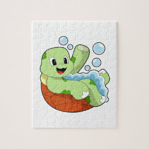 Schildkröte beim Baden mit Fohlen Puzzle