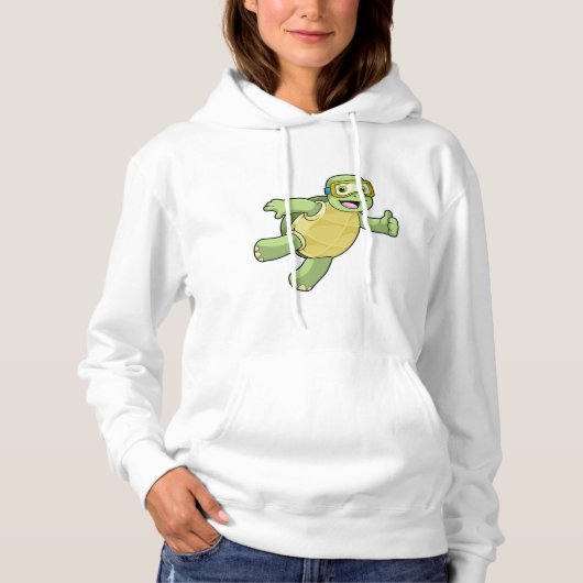 Schildkröte beim Baden mit Schwimmbrille Hoodie (Vorderseite)