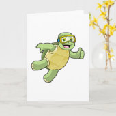 Schildkröte beim Baden mit Schwimmbrille Karte (Gelbe Blume)