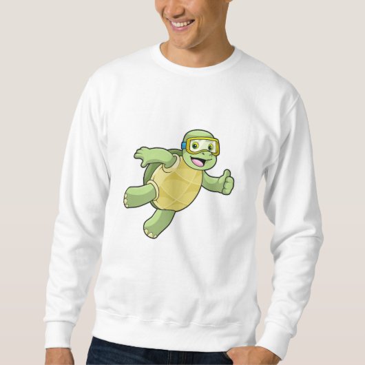 Schildkröte beim Baden mit Schwimmbrille Sweatshirt (Vorderseite)