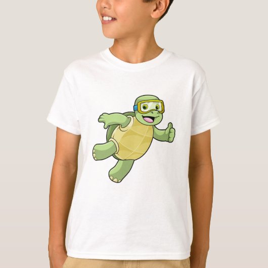 Schildkröte beim Baden mit Schwimmbrille T-Shirt (Vorderseite)