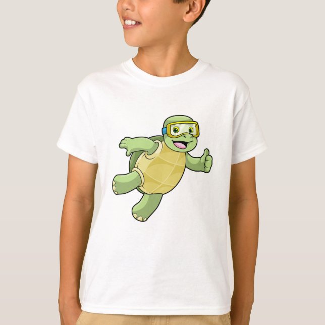Schildkröte beim Baden mit Schwimmbrille T-Shirt (Vorderseite)